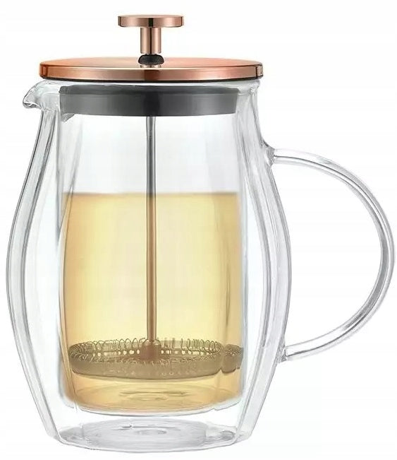 Glass coffee tea infuser 600ml jug ROSE GOLD KLAUSBERG 7722
