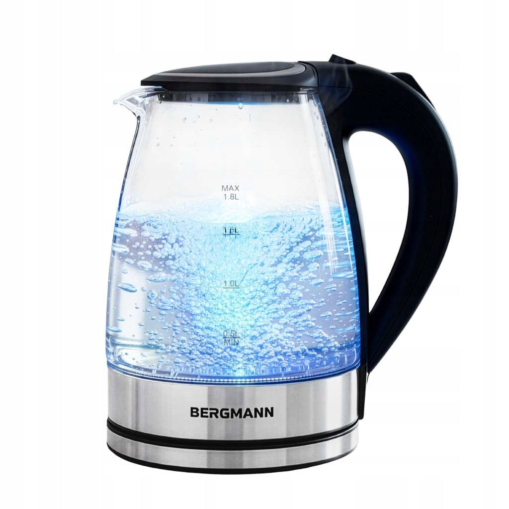 Glass electric kettle BERGMANN 1,8L 2200W cover for LED button Packaging status original