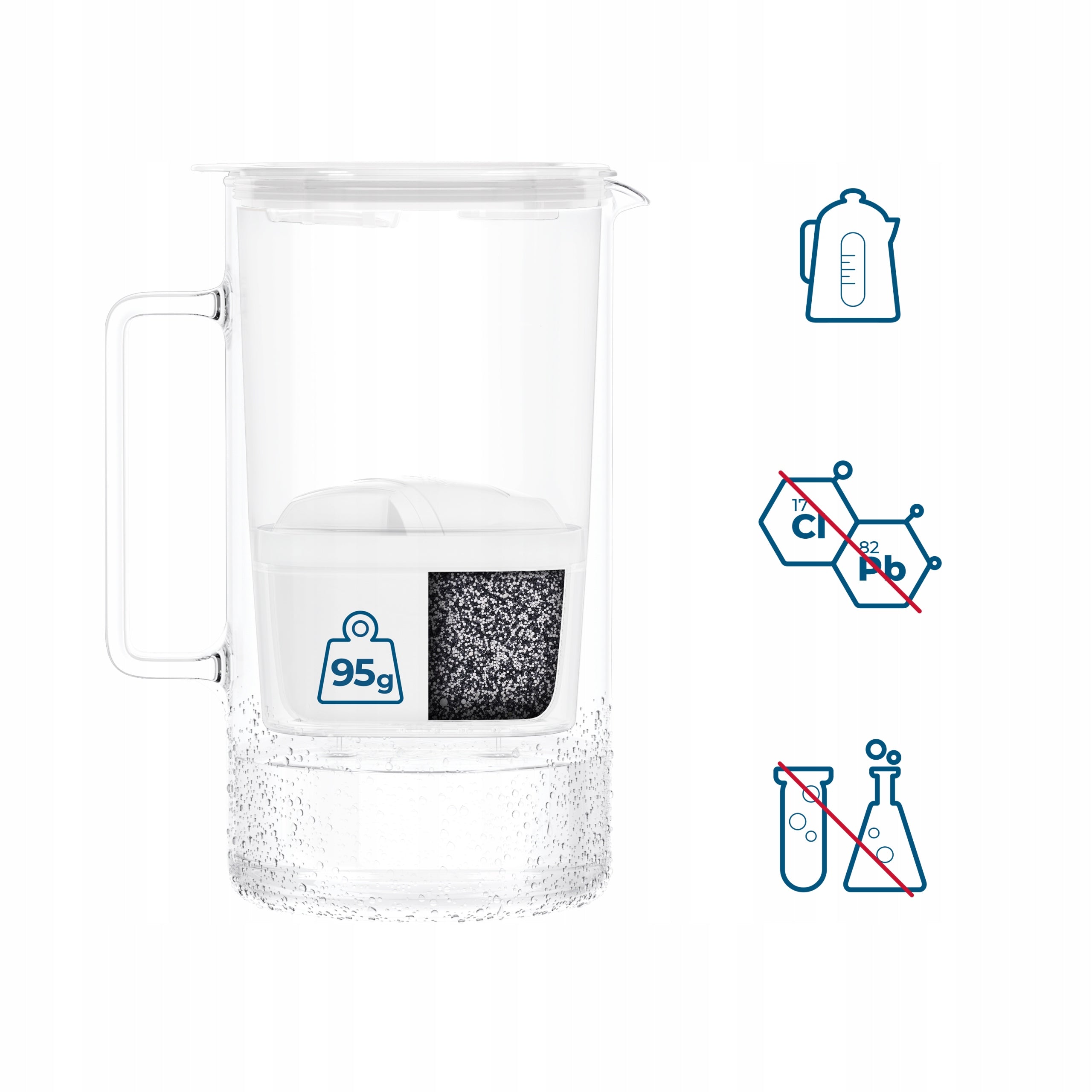 Glass filter jug 2L Wessper WES208-FF-WH MINI + filter indicator Model D4 Borosilicate Mini FutureFlow