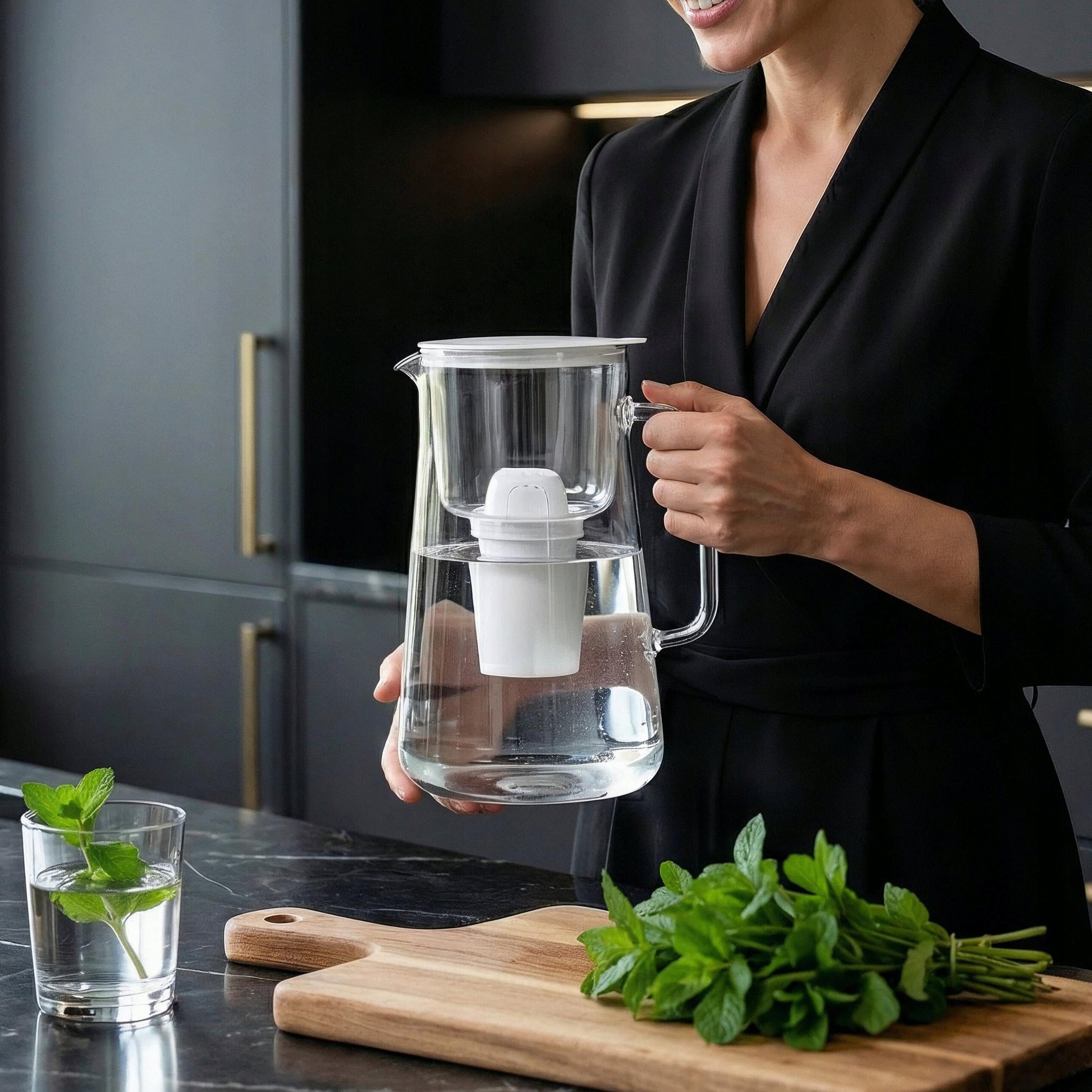Glass filter jug AquaFloow ClassGlass 3 l white + Class filter Manufacturer code AF104-WH