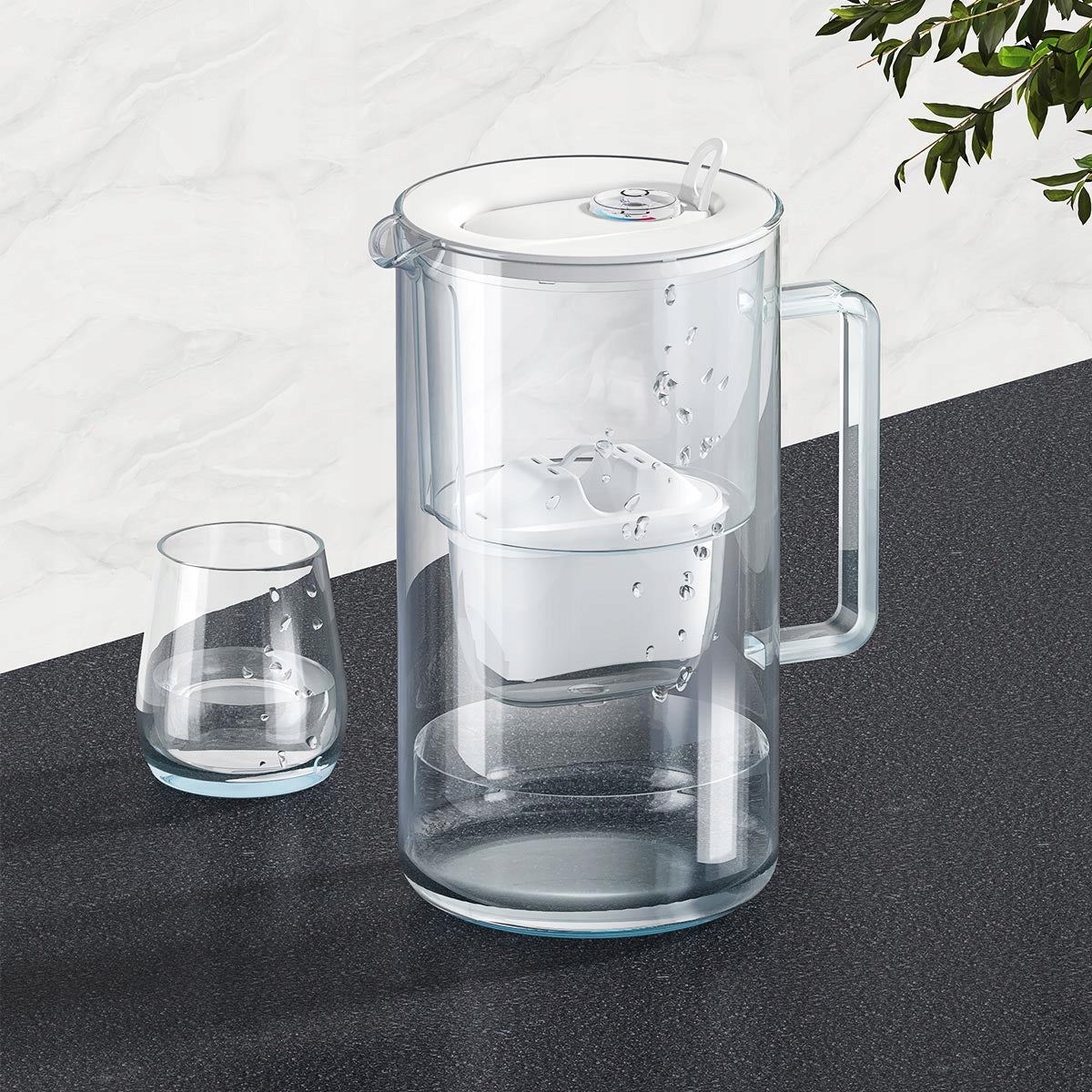 Glass filter jug Aquaphor Glass 2,5l BLACK with 1x Maxfor Mg cartridge Type filtering jug
