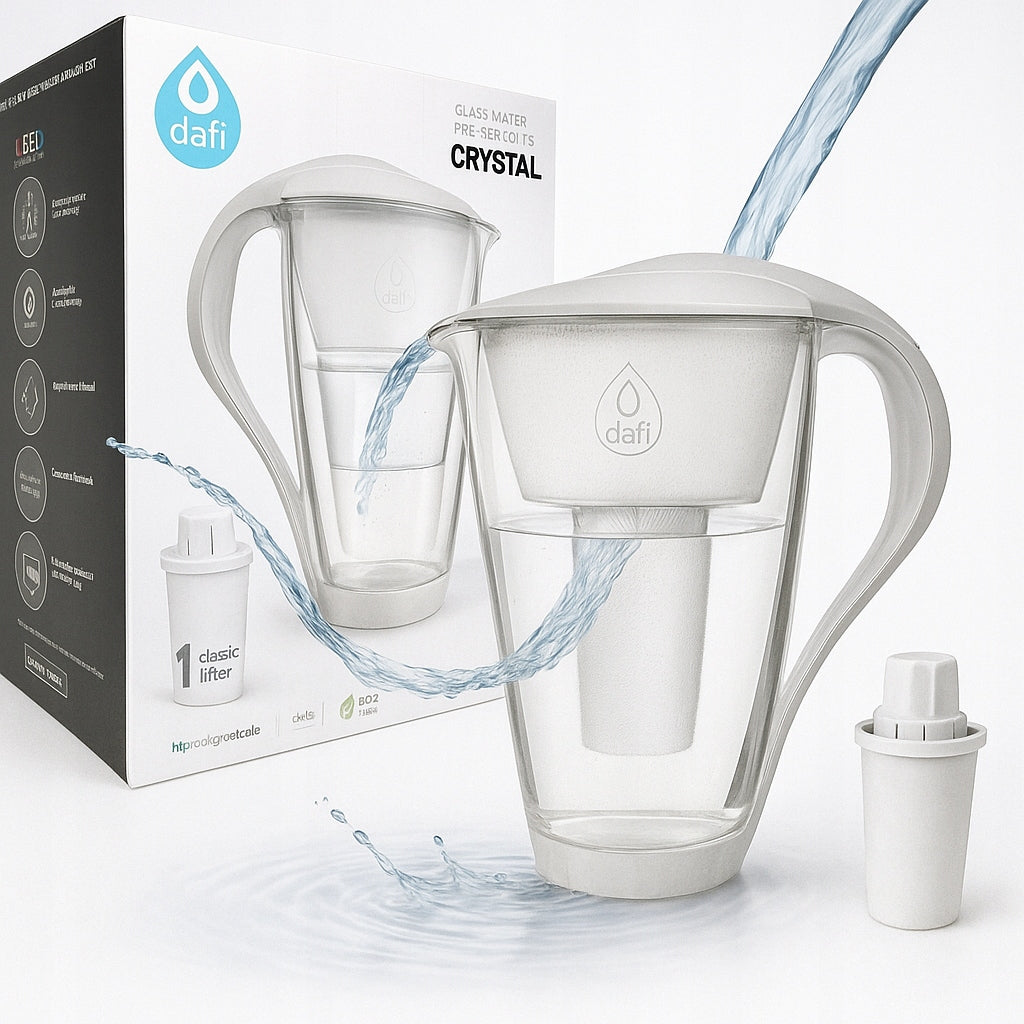 Glass filter jug Dafi Crystal LED white + 2x Classic filter Brand Dafi