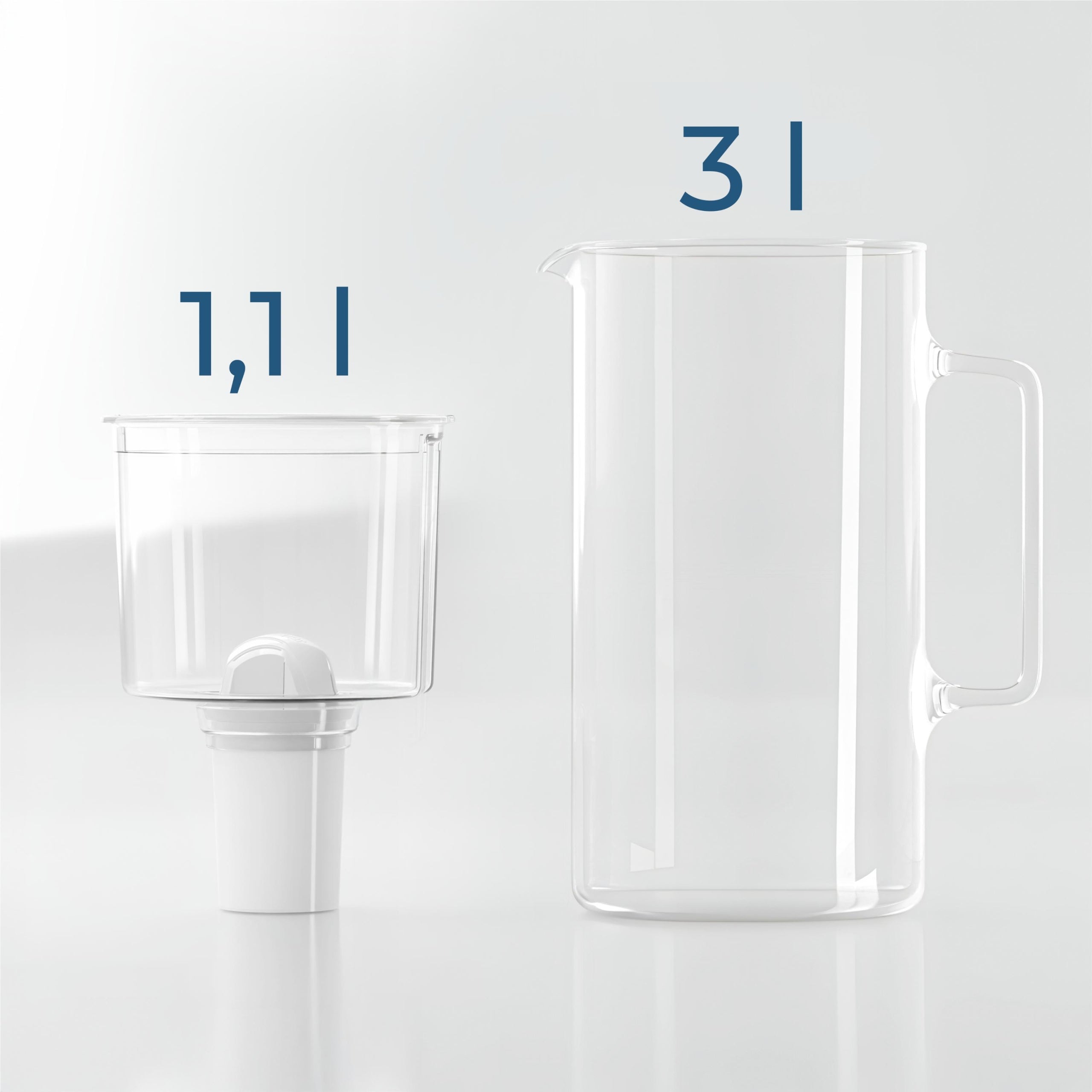 Glass filter jug Wessper 3l White + 5x Aquaclassic filter Dominant color white