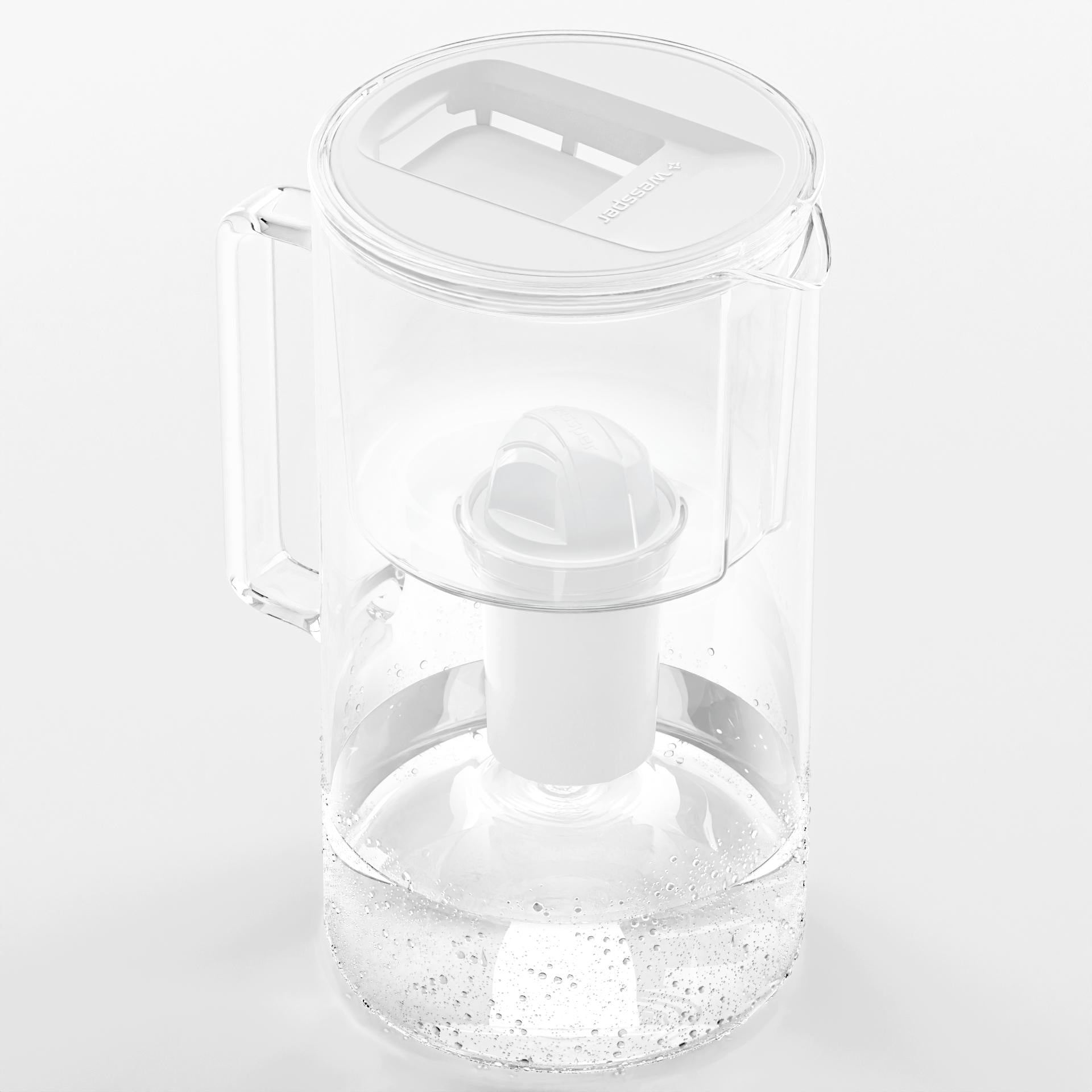 Glass filter jug Wessper 3l White + 5x Aquaclassic filter Manufacturer code WES202-WH_+_4X_FL02