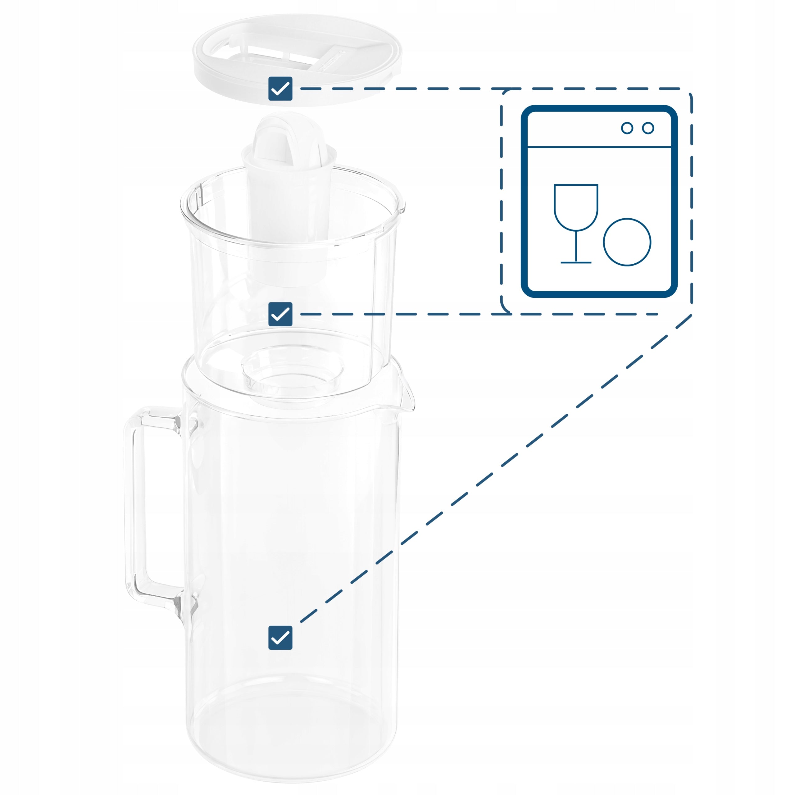 Glass filter jug Wessper 3l White + 5x Aquaclassic filter Type filtering jug