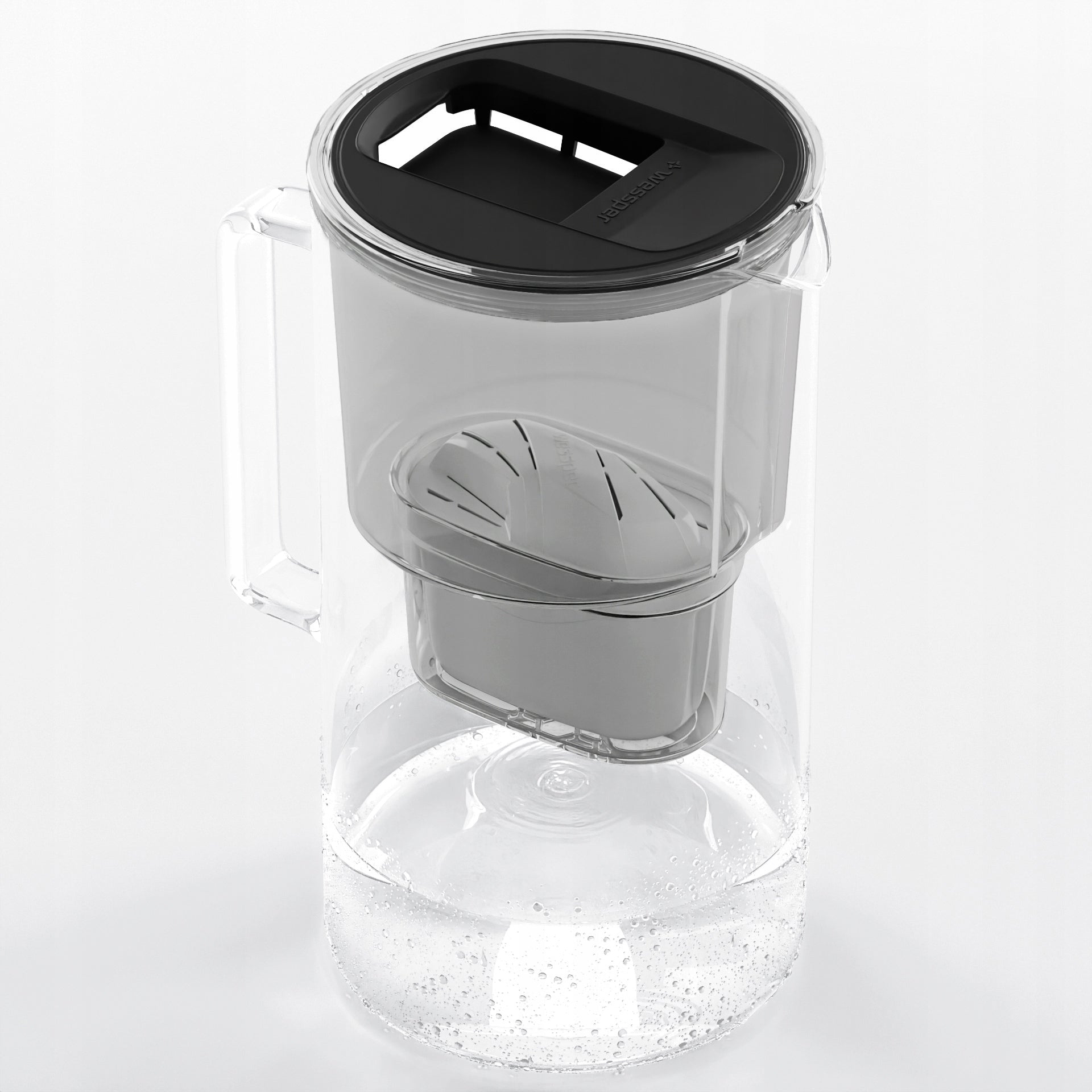 Glass filter jug Wessper D2 Borosilicate 3l black + 4x filter Manufacturer code WES201-BK_+_3X_FL01