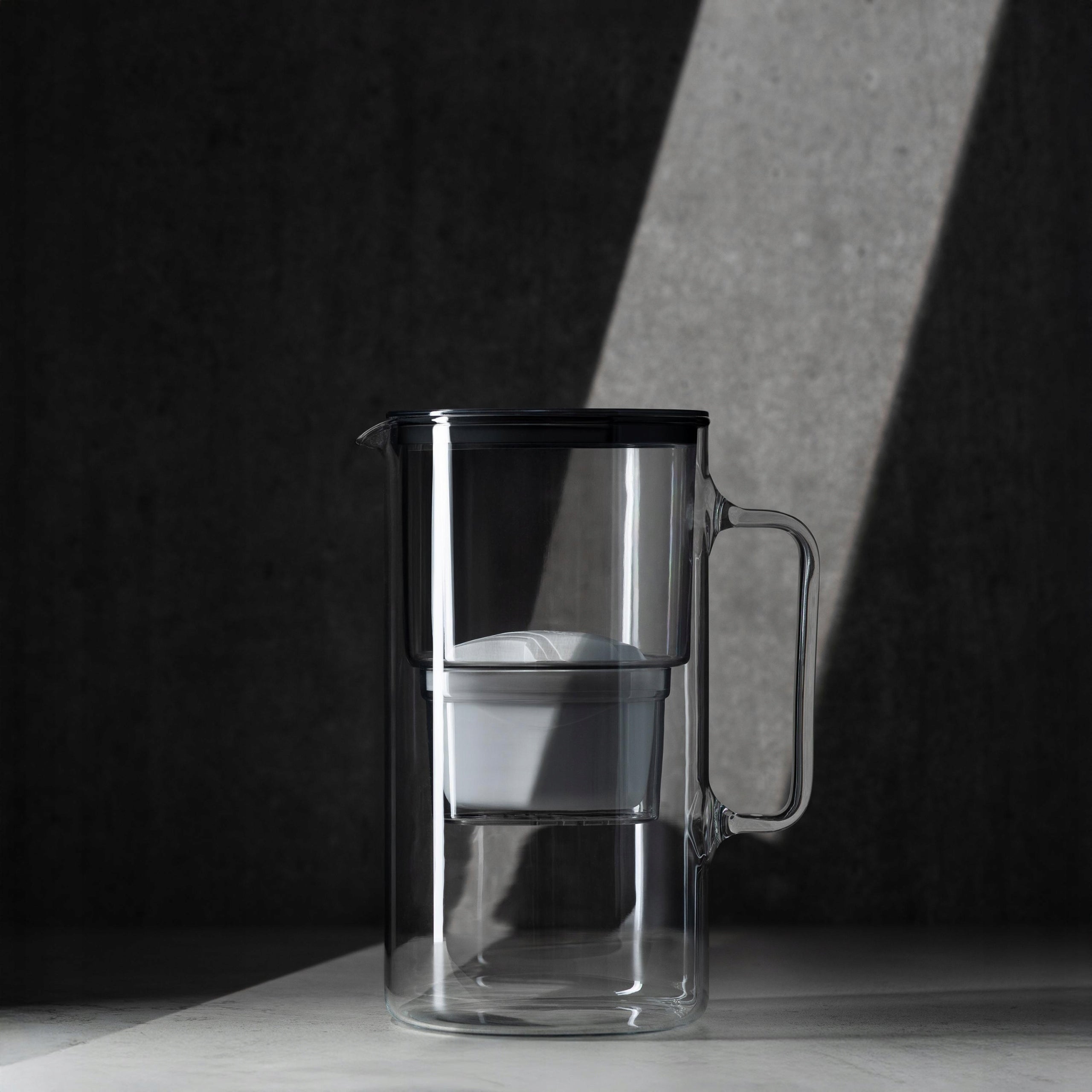 Glass filter jug Wessper D2 Borosilicate 3l black + 4x filter Packaging status original