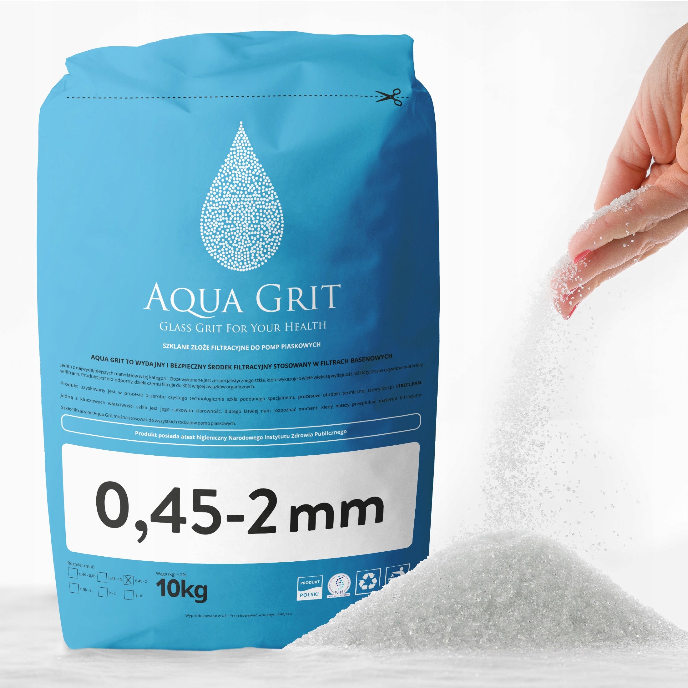 Glass for swimming pool as active filter bed A F M 0,45-2 mm 10 kg