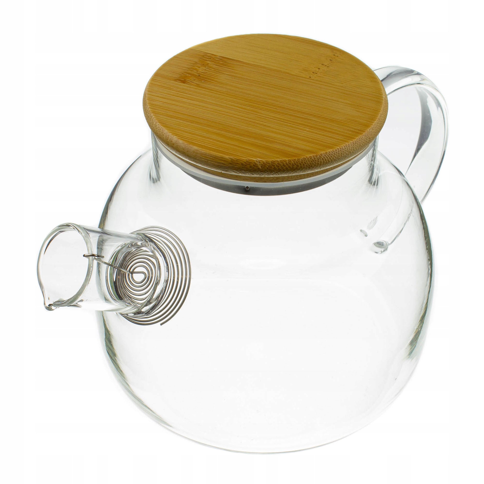 Glass jug 1000 ml with bamboo lid infuser for tea and herbs