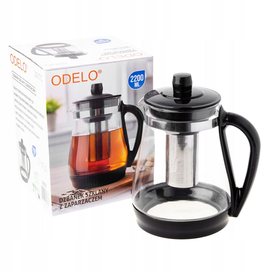 Glass jug with infuser 2,2 l for tea herbs coffee ODELO