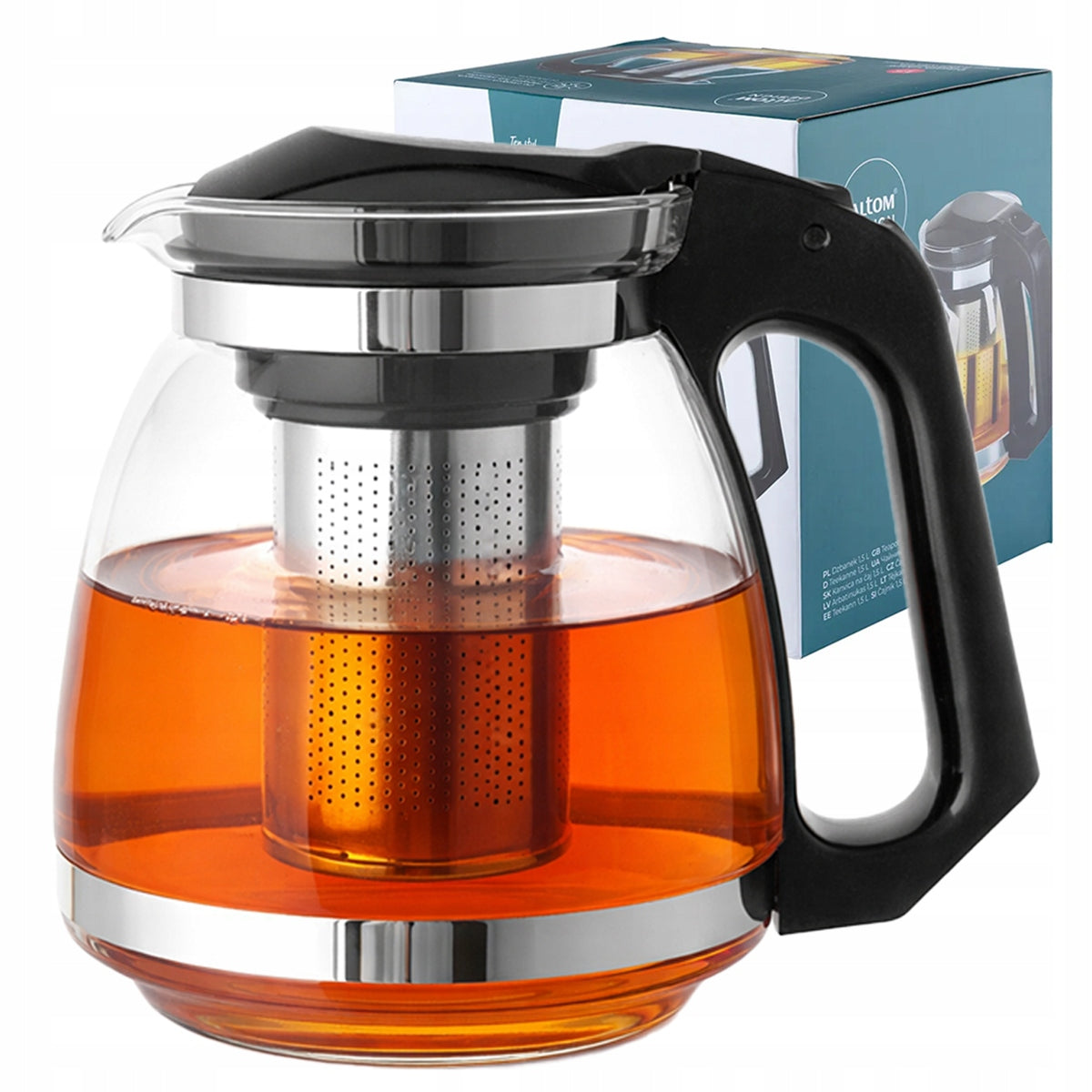 Glass jug with infuser for coffee, tea, herbs, Altom Design, 1.5 l