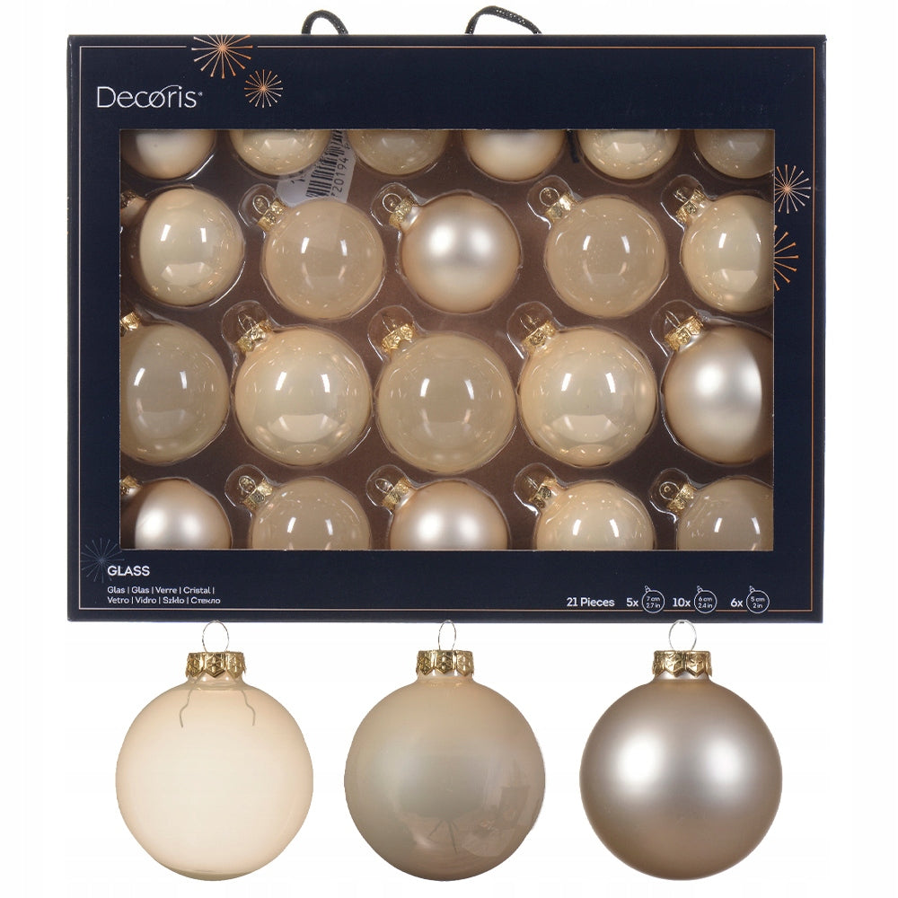 Glass pearl Christmas tree baubles 5-7cm 21pcs Christmas tree ornaments mix