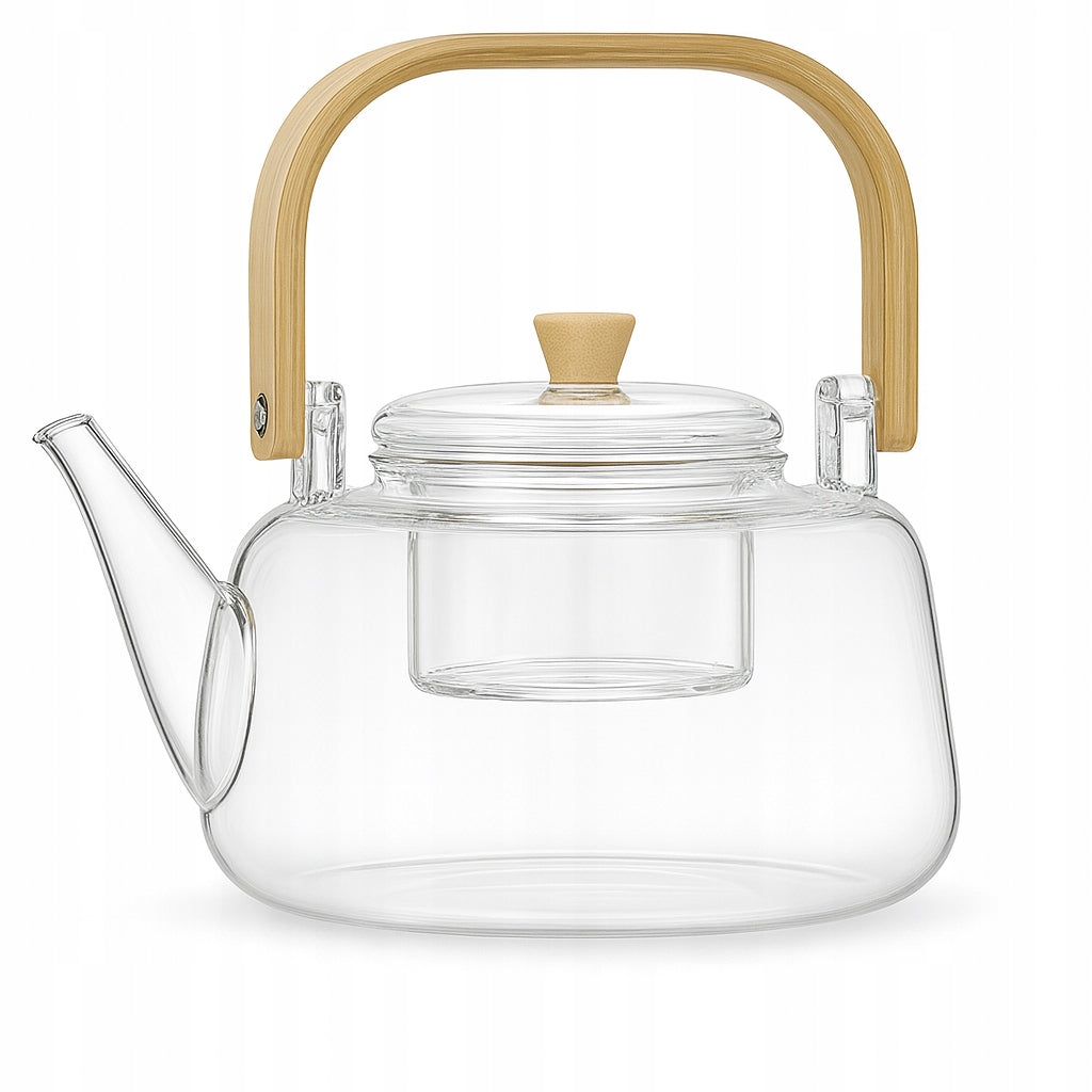 Glass pot for brewing tea herbs 1000ml with lid infuser Brand Bergman