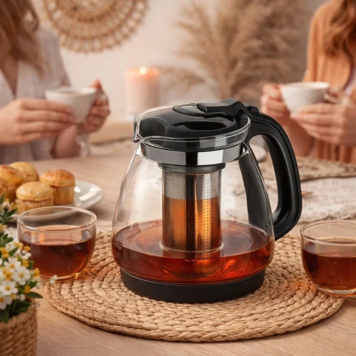 Glass pot for tea herbs with infuser 2,2 l for beverages Altom Design Packaging status original