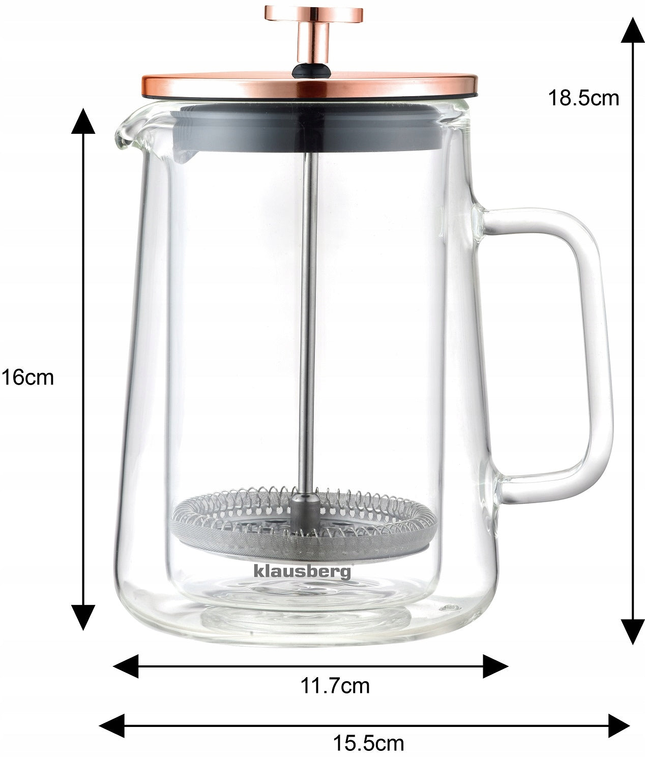 Glass tea maker 600ml jug ROSE GOLD KLAUSBERG EAN (GTIN) 5908287277243