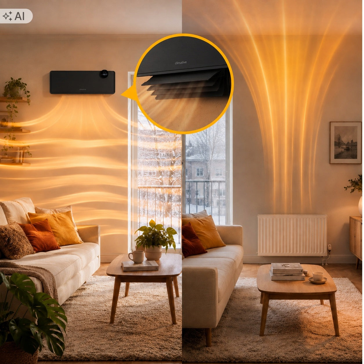 GlassAir Air Curtain 2000W Electric Heater WiFi Farelka Brand Climative