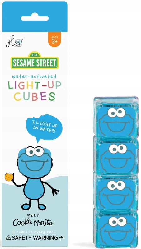 Glo Pals COOKIE MONSTER 4 Sensory cubes glowing in water STREET SESAME