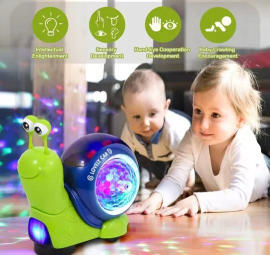 Glowing Crawling Snail Toy, Early Education for Kids, 3D Lights Packaging status original
