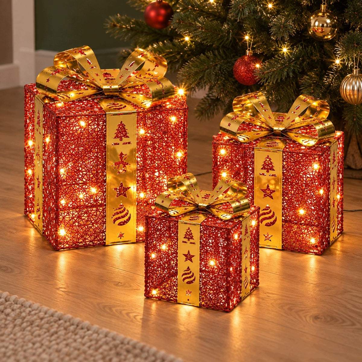 Glowing Gifts Decorative Boxes Christmas LED 3pcs. Manufacturer code F417