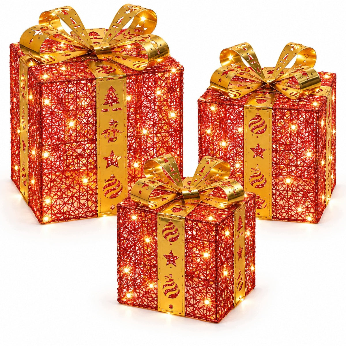 Glowing Gifts Decorative Boxes Christmas LED 3pcs.
