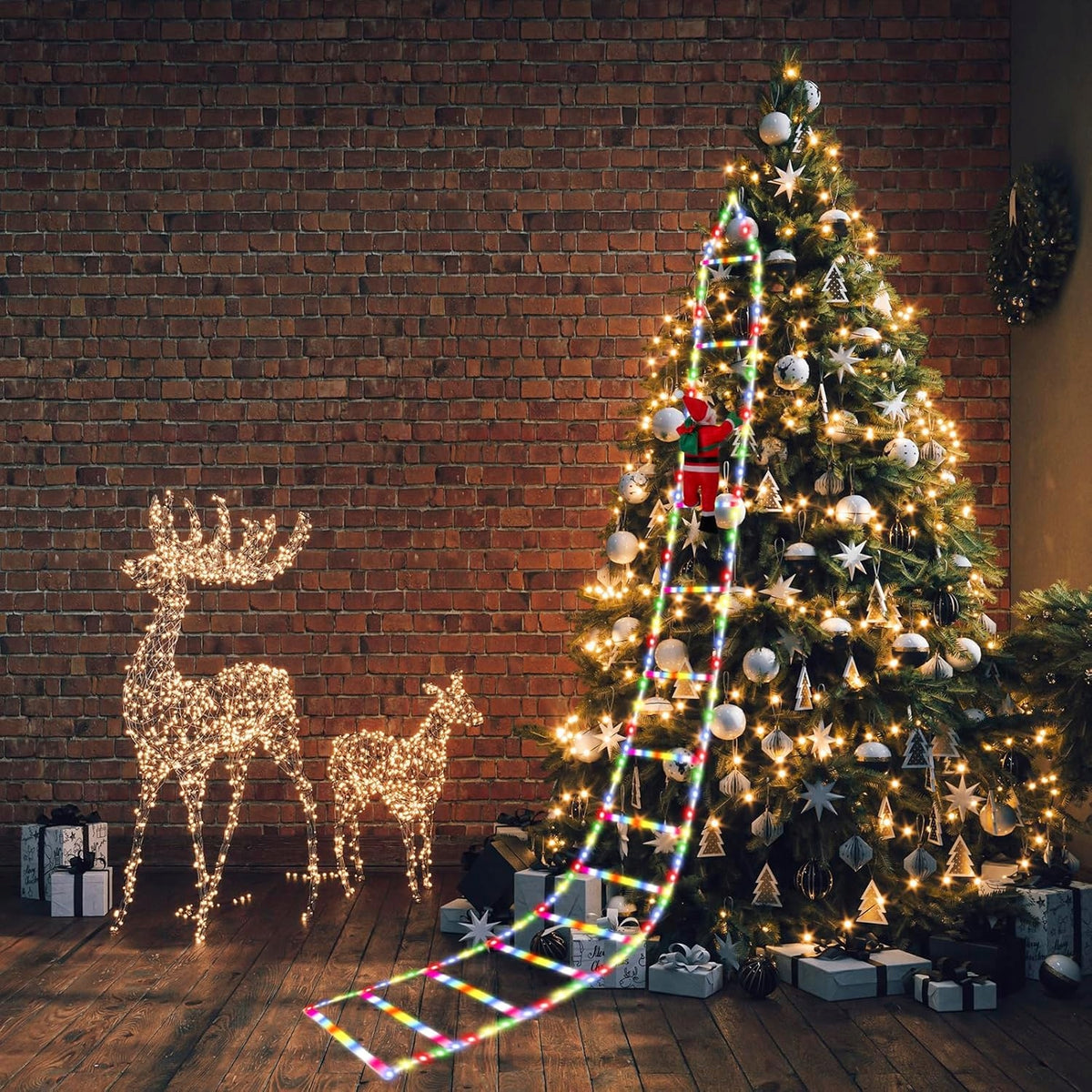 Glowing LED Ladder with Santa Claus Christmas 300 cm 8 Modes Timer Brand no brand