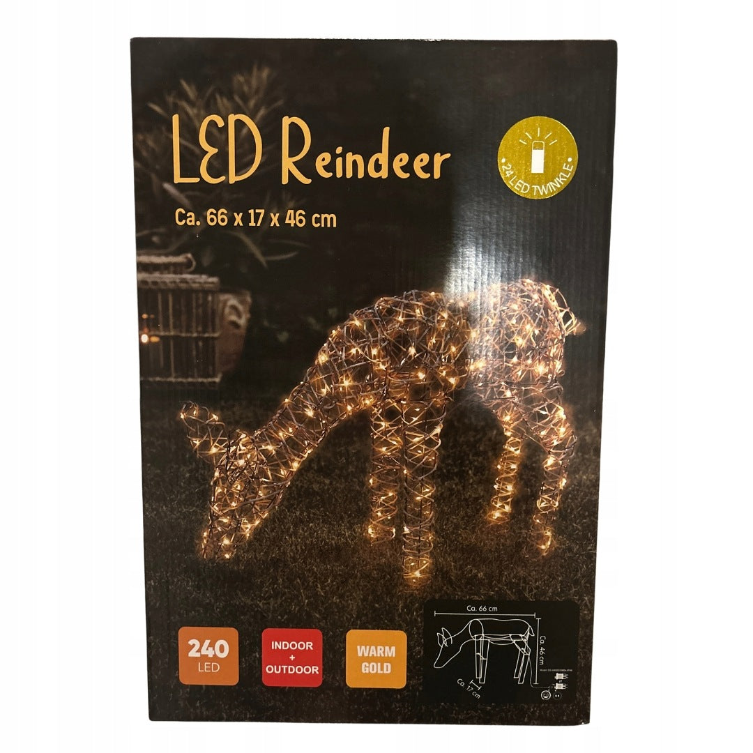 Glowing Outdoor REINDEER 240 LED Christmas Decoration 3D BENT Dark