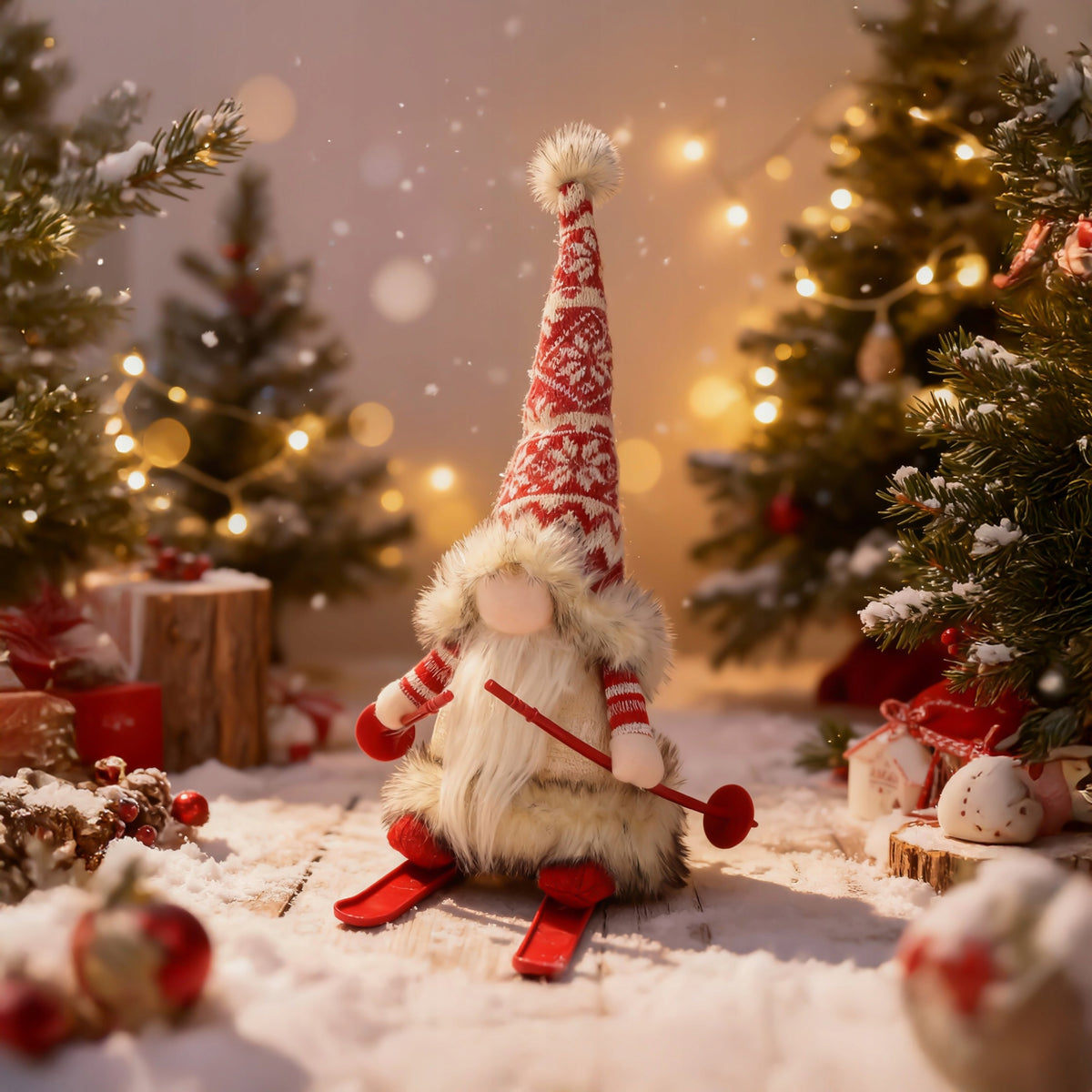Gnome SANTA CLAUS on sled GLOWING Christmas 31 cm FOR CHRISTMAS gnome JUMI Brand Jumi
