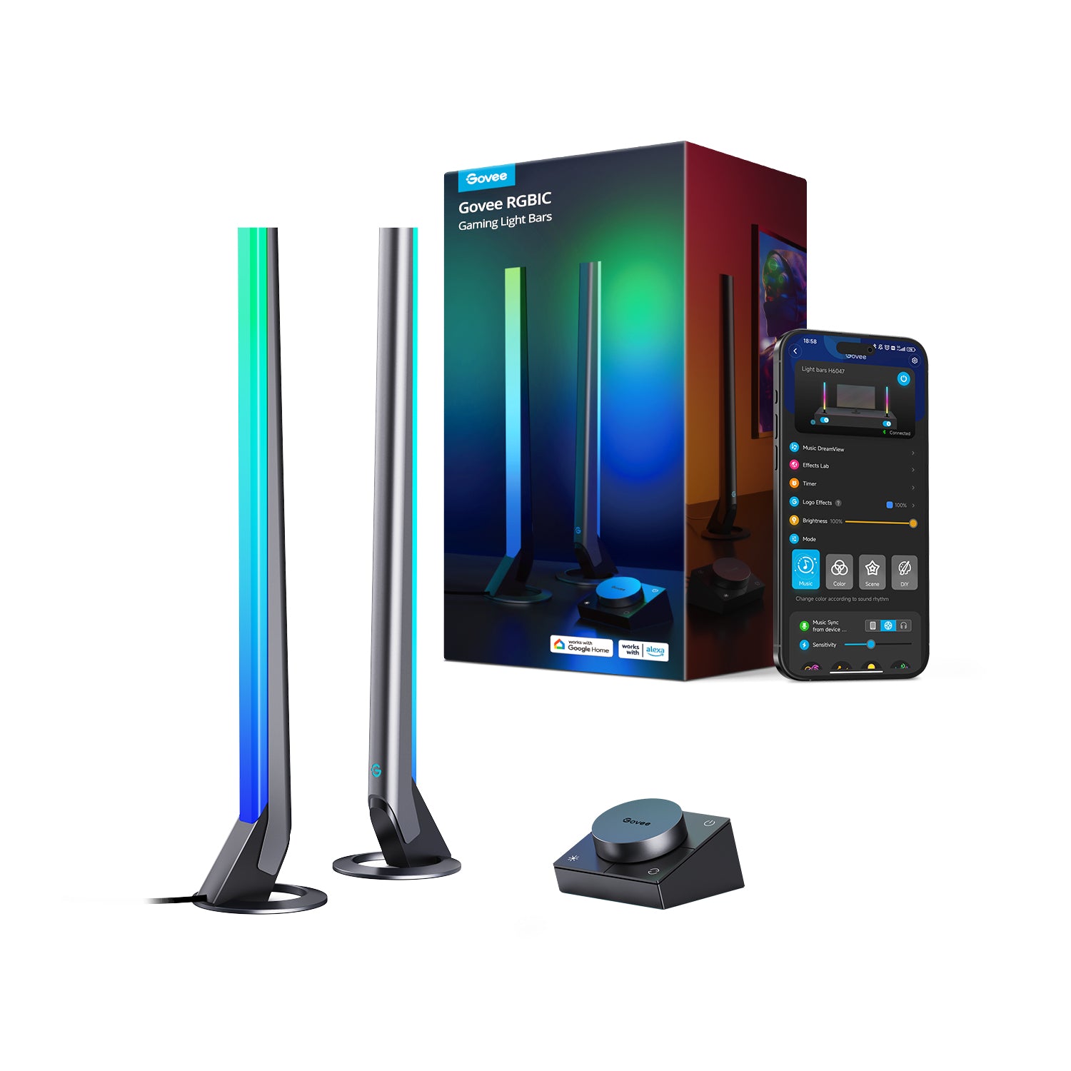 Govee H6047 RGBIC Wi-Fi LED Gaming Light Bars with Alexa & Google Assistant Support Model H6047 Gaming Light Bars