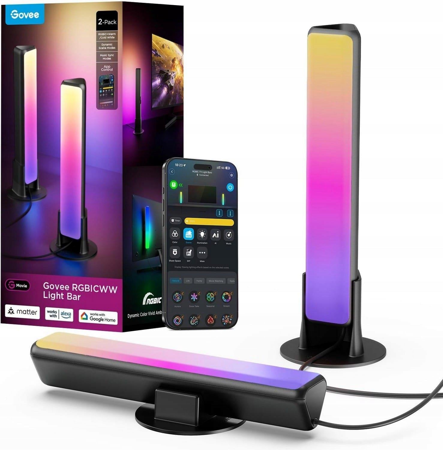 Govee H6056 RGBICWW WiFi + BT Flow Plus Light Bars, Matter