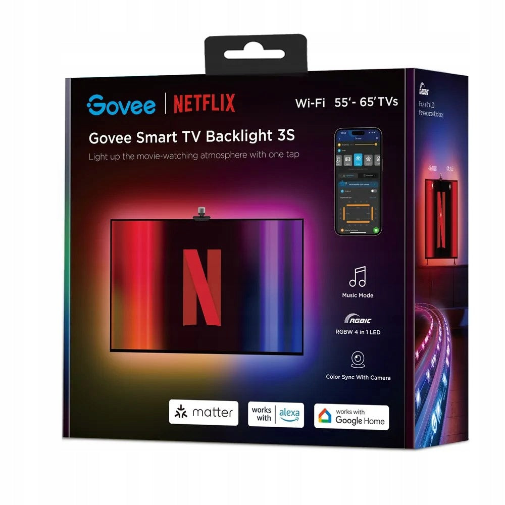 Govee LED TV Backlight Strip for 55-65" TVs H6098CD1 Model Backlight 3S Netflix TV 55-65 SMART LED RGBICW
