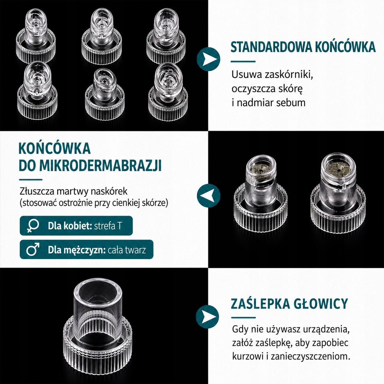 Głowice do Oczyszczania wodorowego 6w1 zestaw 9 sztuk Oczyszczanie wodorowe Brand no brand