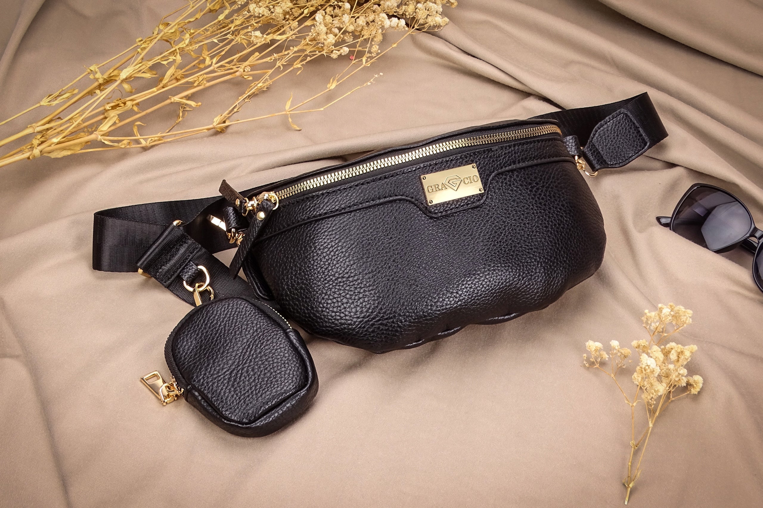 Gracio WOMEN'S Bum Bag Sachet Black on Frame Ecological Scalp Spacious LARGE Packaging status original