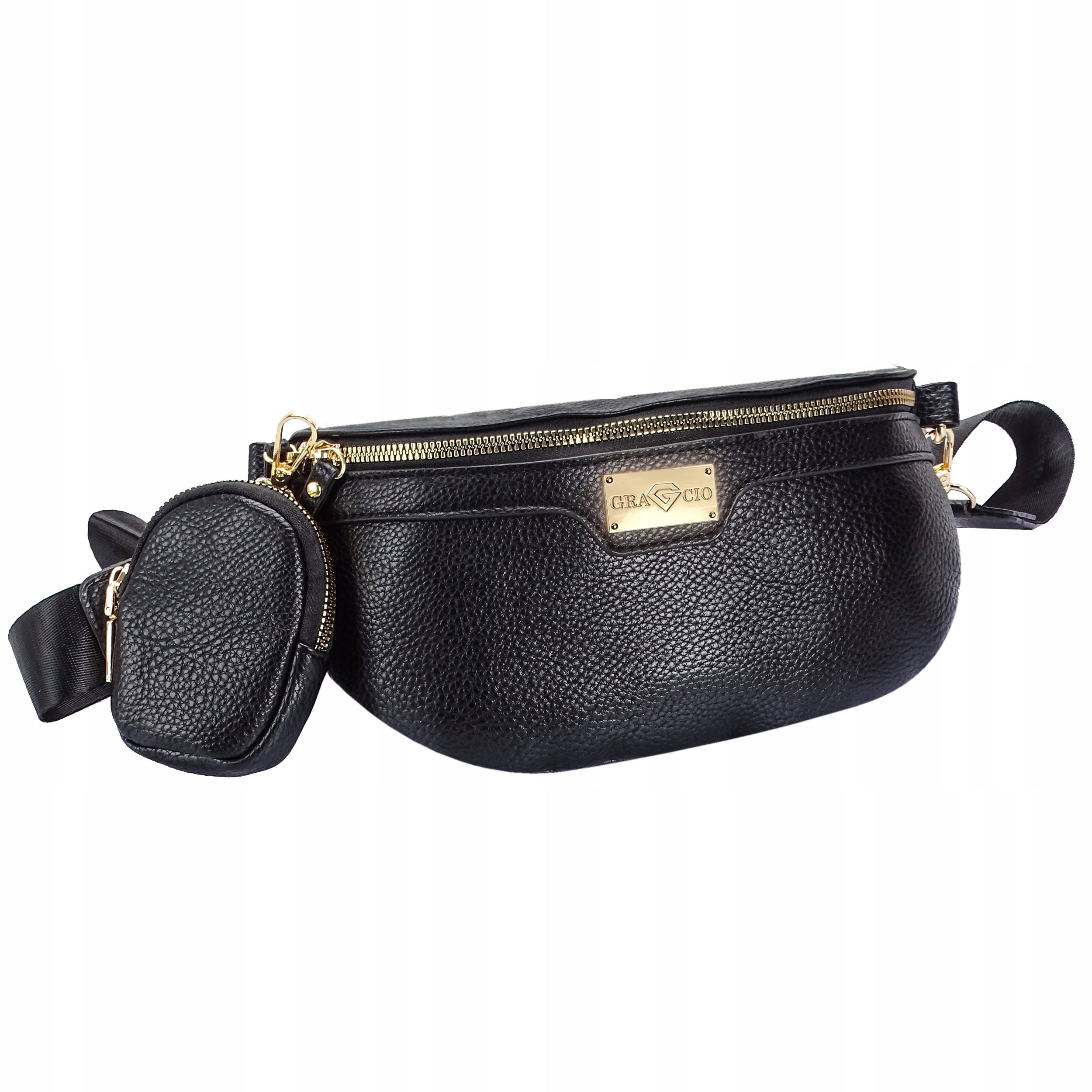 Gracio WOMEN'S Bum Bag Sachet Black on Frame Ecological Scalp Spacious LARGE