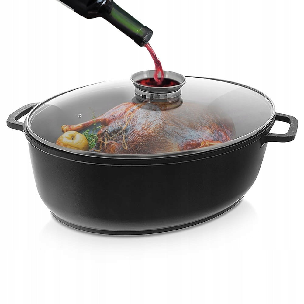Granite Brittany with lid oval gooseberry GRANDE 12 l, 43,5x33,5 cm