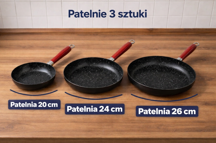 Granite Pan Set 3 Pcs 20 24 26cm Nonstick Induction Manufacturer code 789638