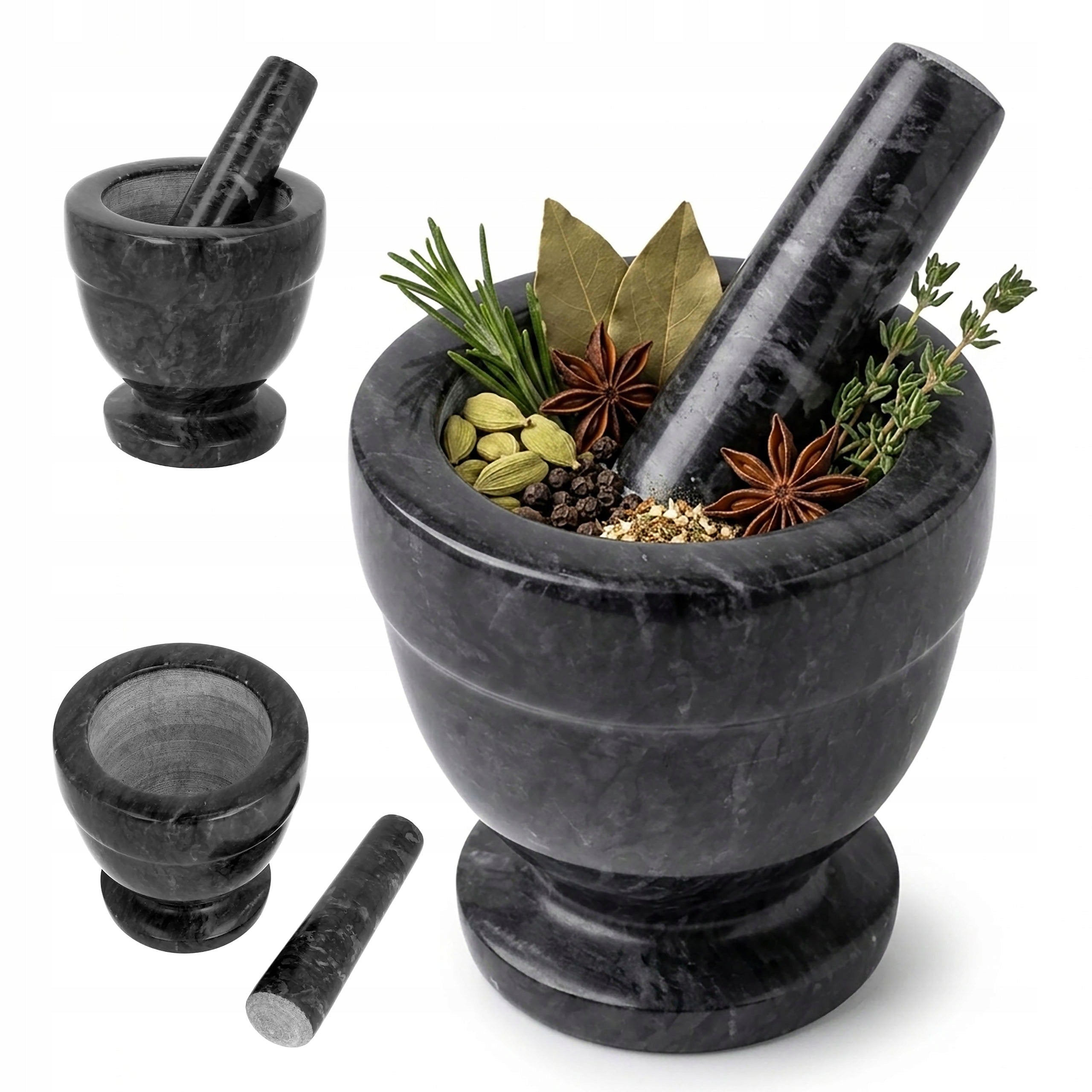 Granite Stone Mortar 10 cm with Kitchen Pestle for Herb Spices