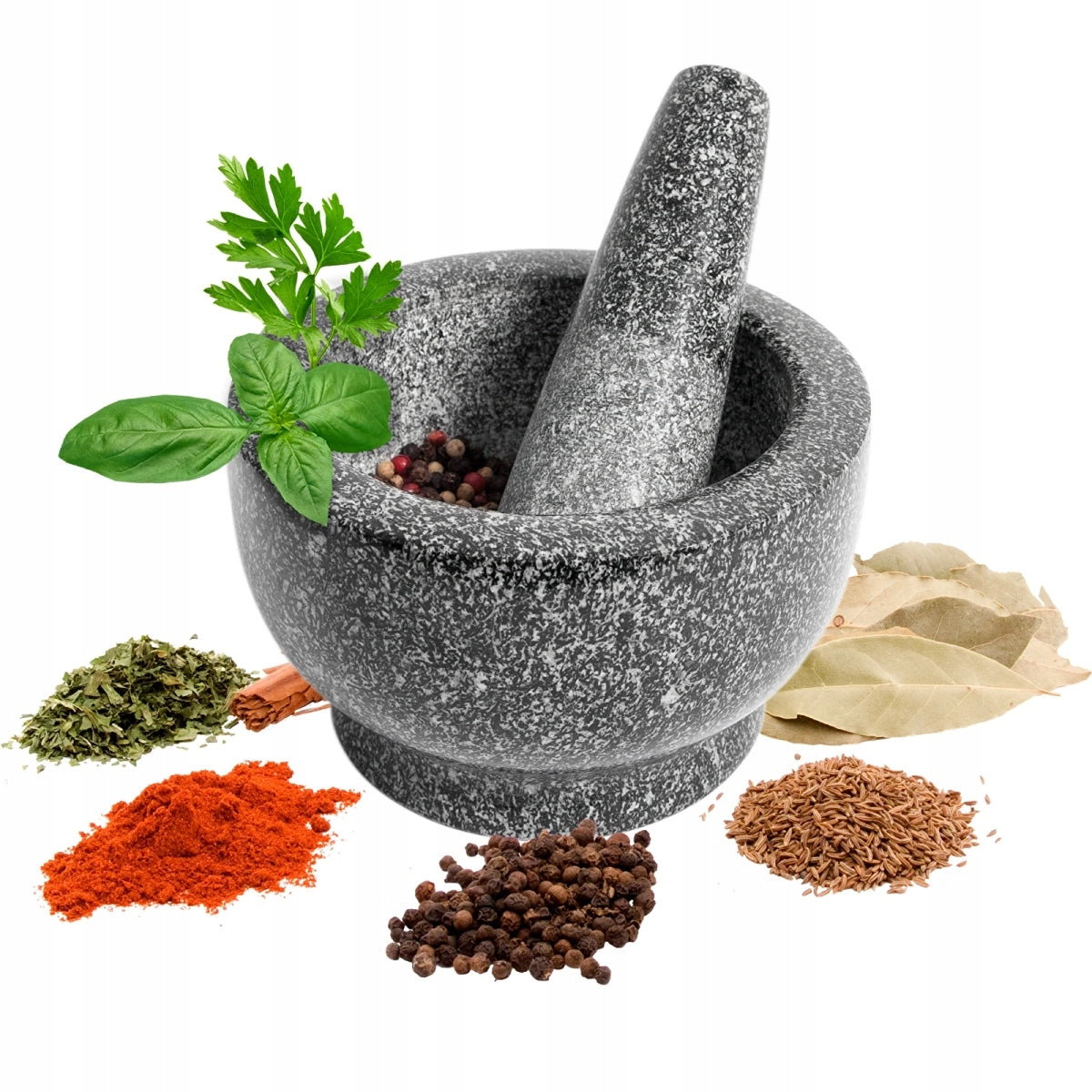 Granite kitchen mortar with pestle STONE for spices BROWIN 312008