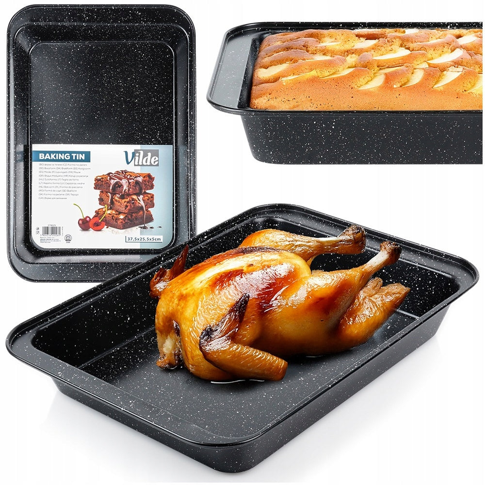 Granite pan VILDE baking sheet 37,5x25,5x5 cm steel