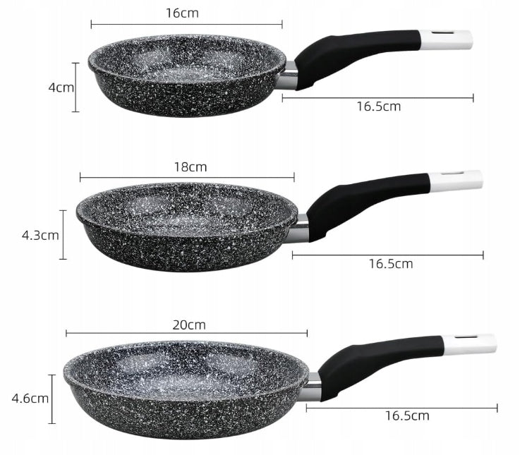 Granite pans set of 3 pcs 16 18 20 cm non-stick induction gas Brand no brand