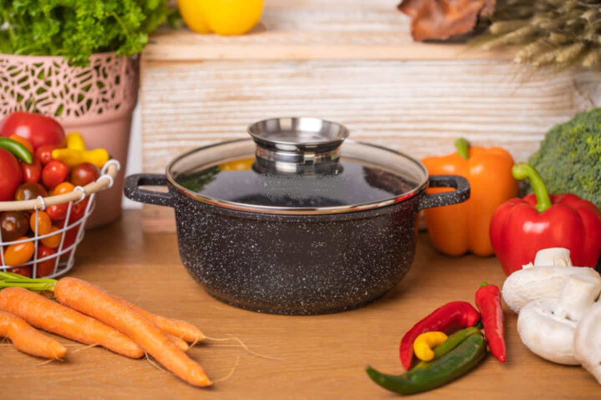 Granite pot pan granite lid induction 24 cm. Manufacturer code ZL-7006/9005
