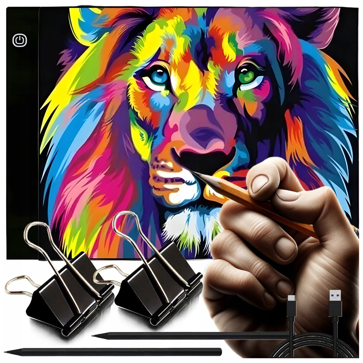 Graphic Tablet Drawing Board LED Drawing Board A4 USB + Pencils