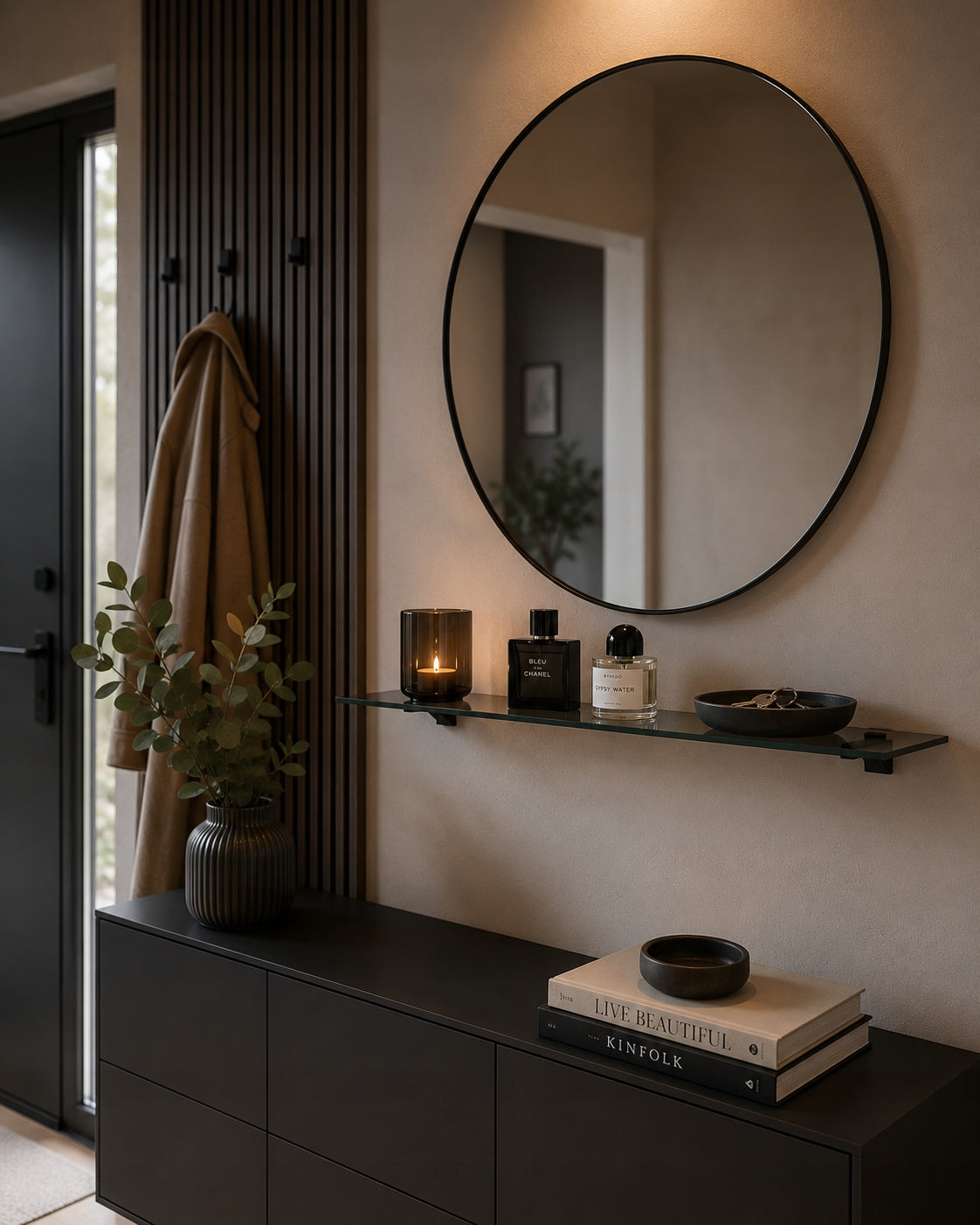 Graphite glass shelf 8mm 70x14cm black handles Brand RAL