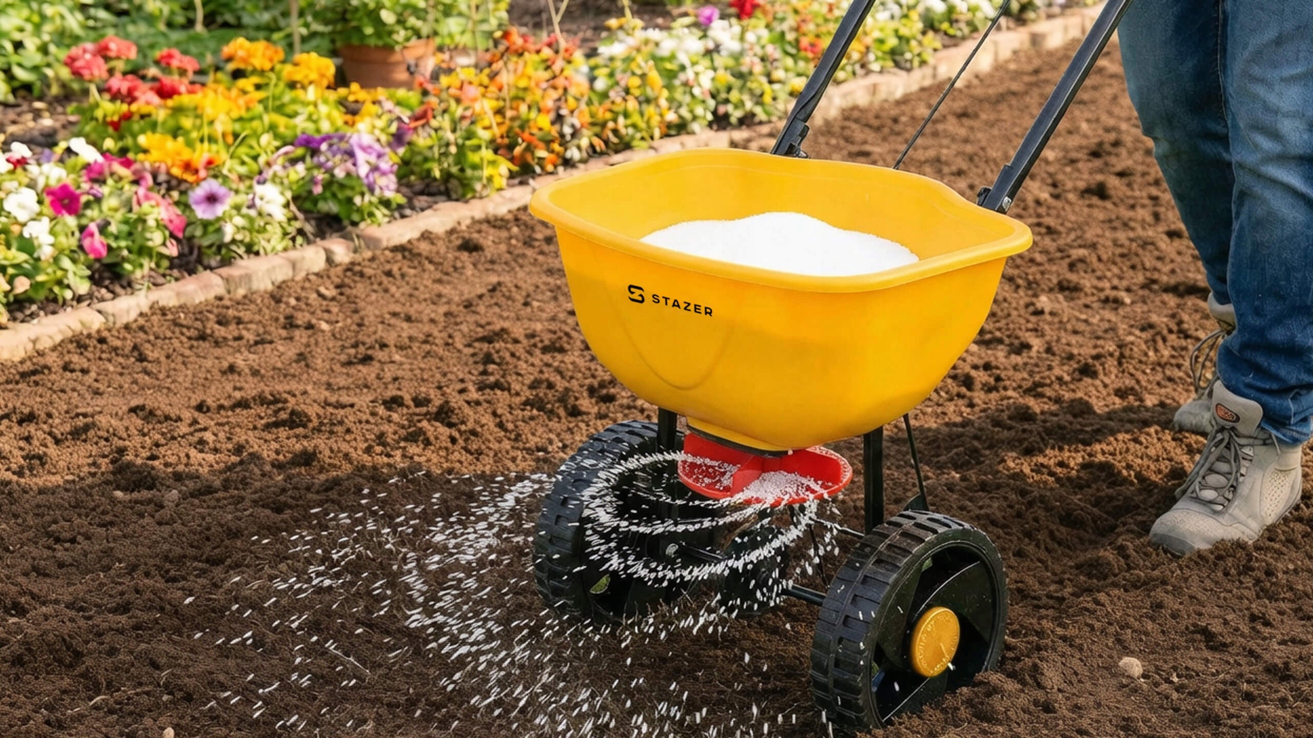 Grass Seed Drill Manual Sand Salt Seed Fertilizer Spreader 15l Capacity 15 l