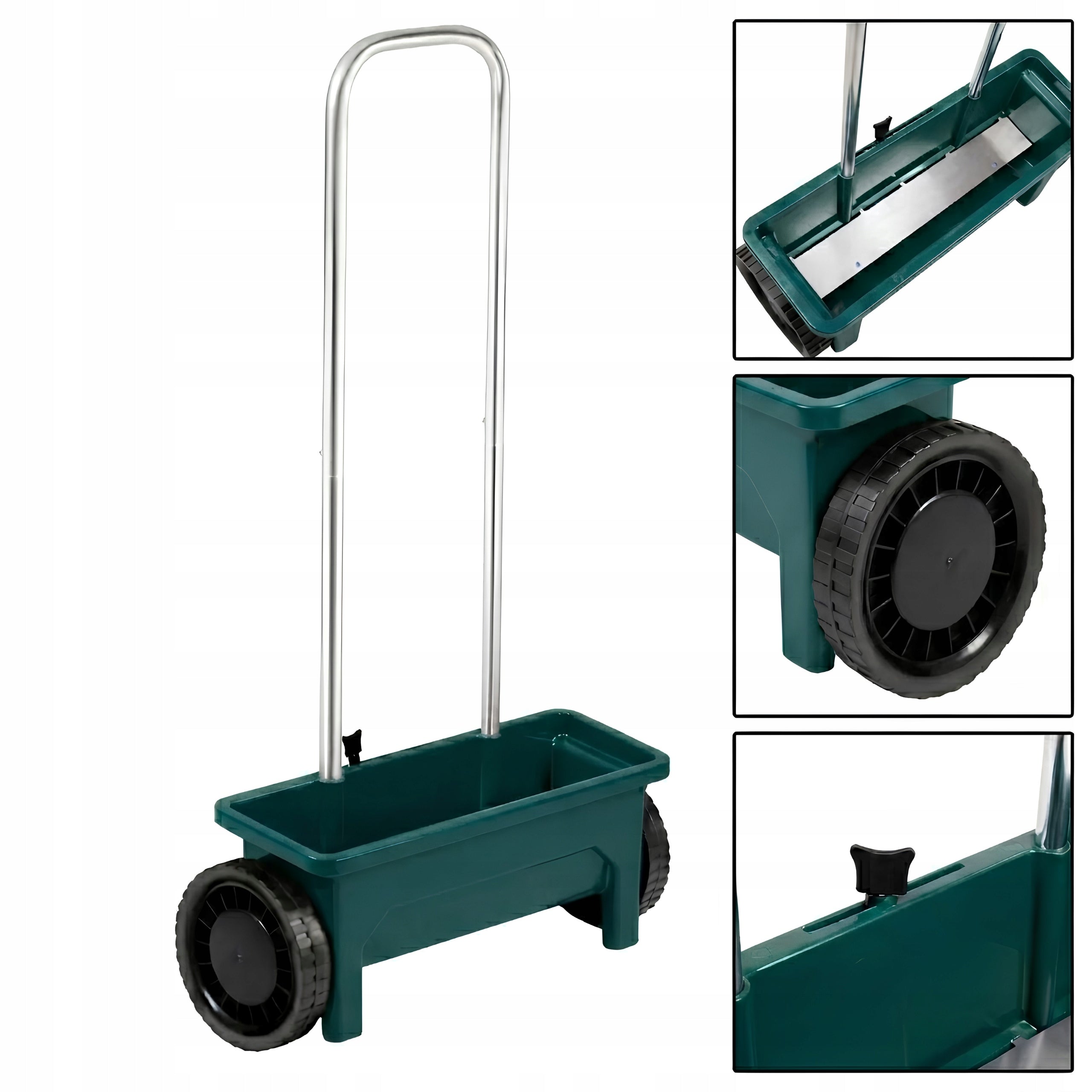 Grass Seeder Handheld Garden Spreader Salt Sand Fertilizer Wheeled 12L Packaging status original