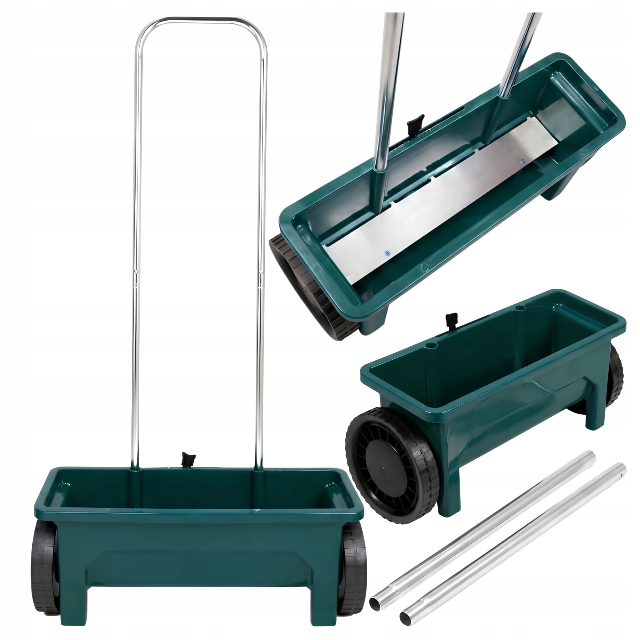 Grass Seeder Handheld Garden Spreader Salt Sand Fertilizer Wheeled 12L
