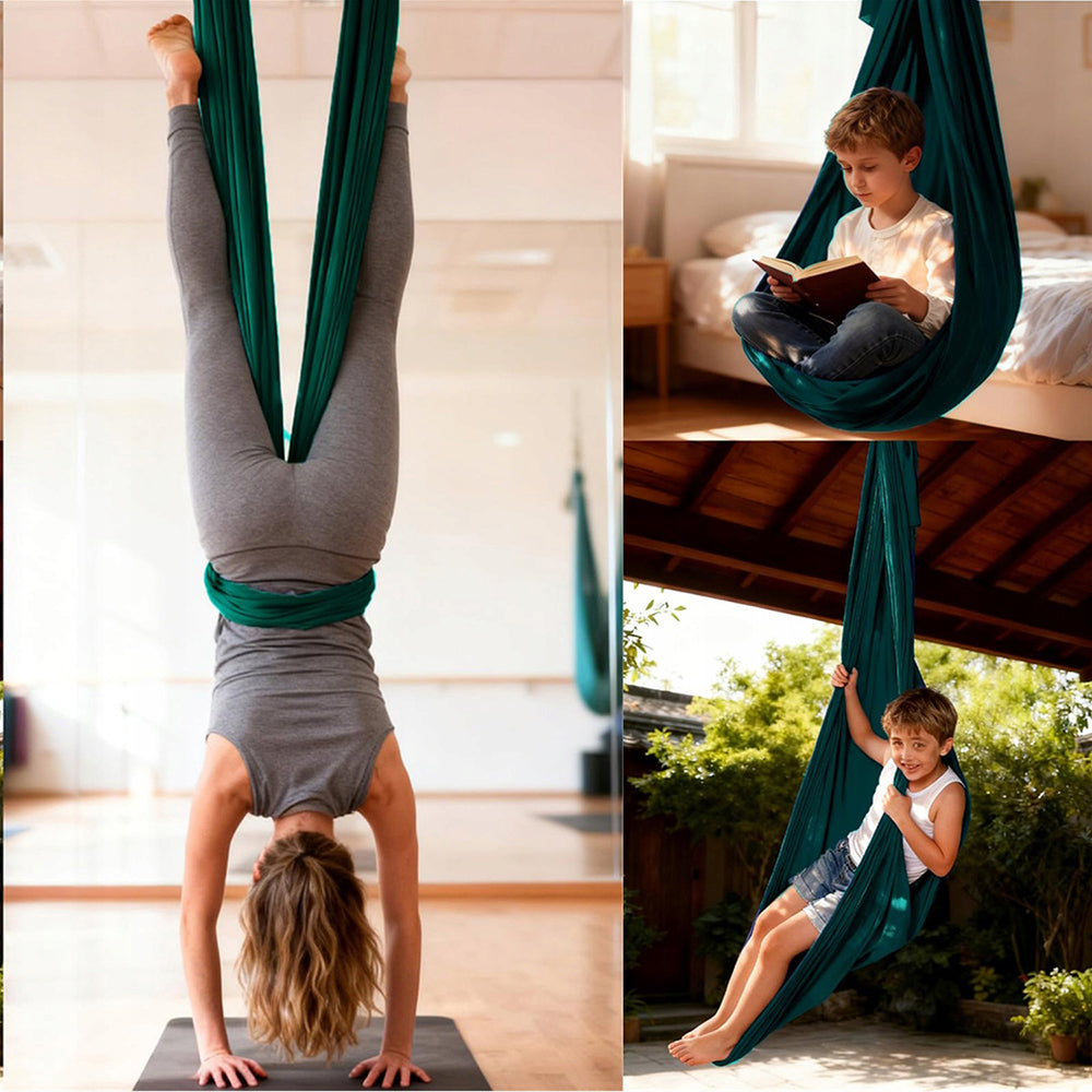 Green Air Yoga Hammock with Extension Straps AERIAL YOGA 4M Brand no brand