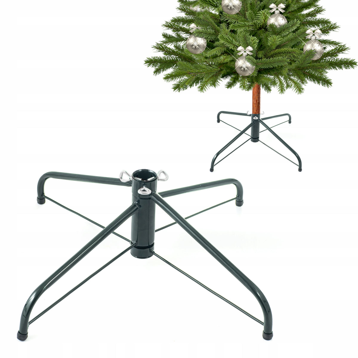 Green CHRISTMAS TREE STAND FOR CHRISTMAS TREE four-arm foot adjustment