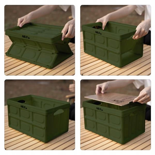 Green Folding Fishing Camping Box with Table Function 2in1 9L Brand Nils Camp