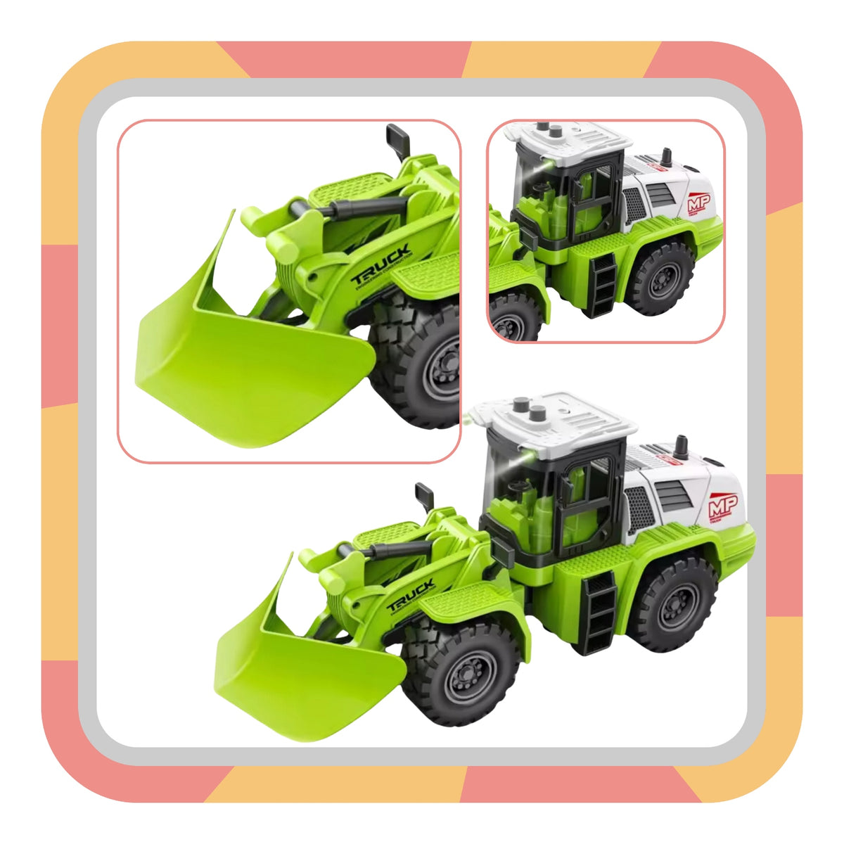 Green Snow Plow Light Effects Movable Arm Tractor Snow Blower 1:16 Brand no brand