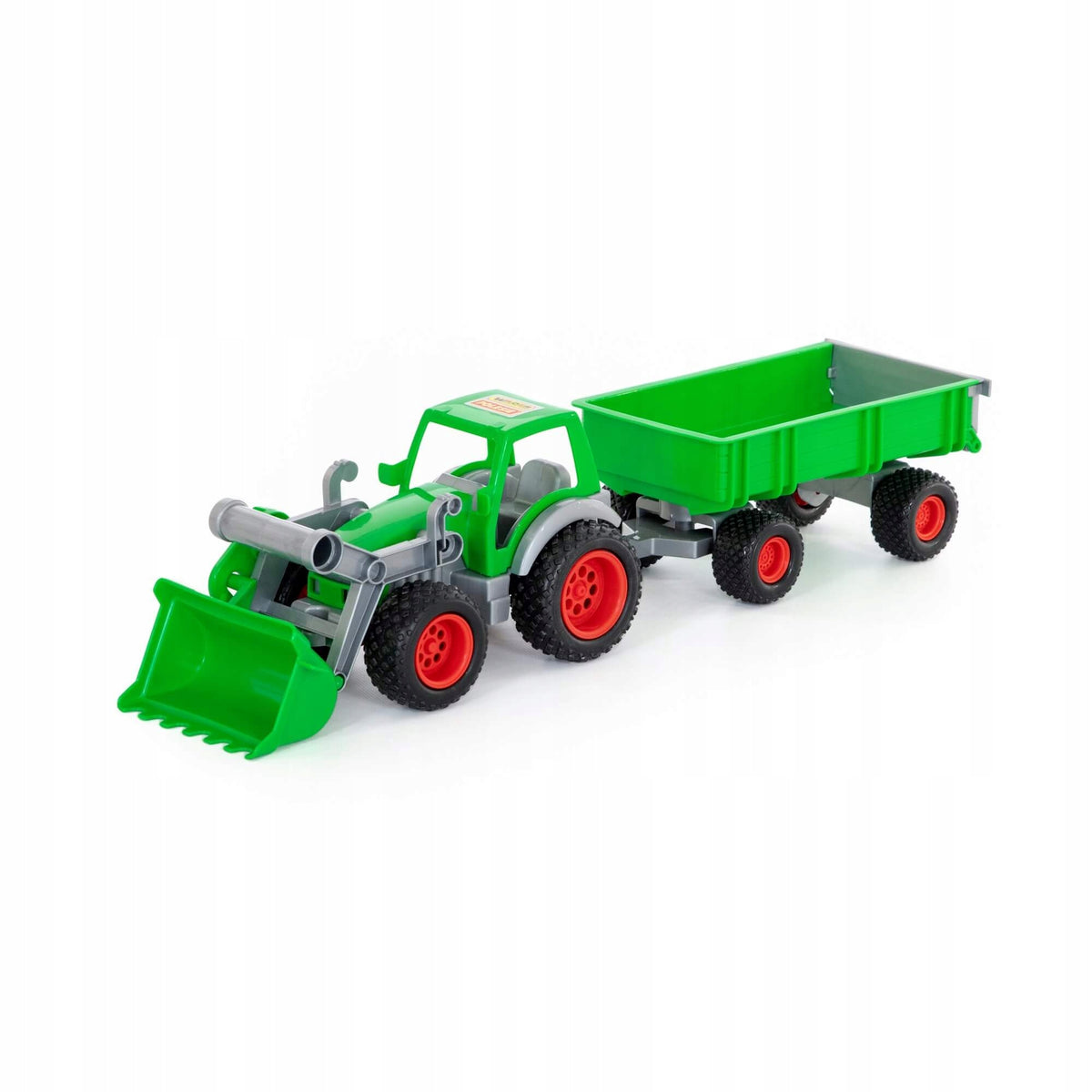 Green TRACTOR With trailer RUBBER WHEELS XXL 63cm Brand Polesie